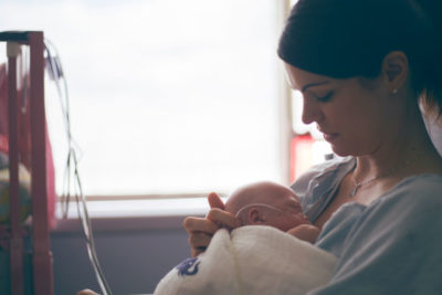 Jamie Eberts holding baby Olivia