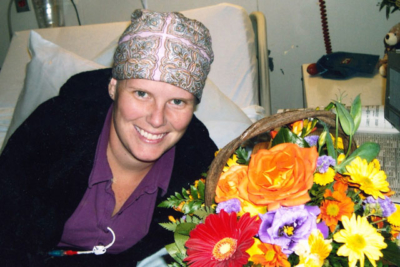 Heather Harris preparing herself prior to her transplant operation. 