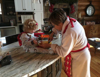 June making cookies after Christmas with her granddaughter Leah.