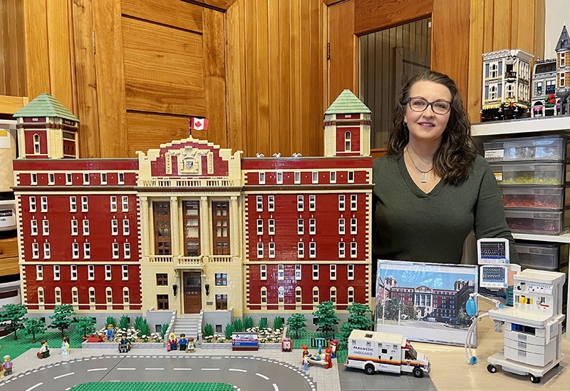 Lucie Filteau with LEGO Hospital