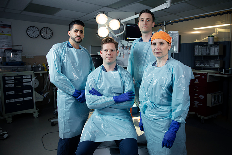 Four physicians in an emergency room at The Ottawa Hospital