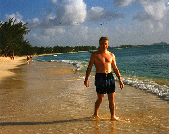 Robert Hardy, in 1997, standing by the water