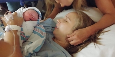 Petra after the birth of her son, William, at The Ottawa Hospital.