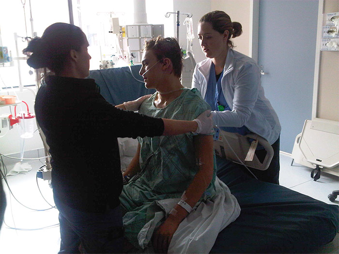 Lukas Marshy during his recovery from a brain hemorrhage.