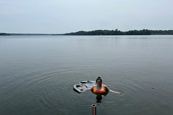 Aida Attar returning to the water for the first time since her seizure.