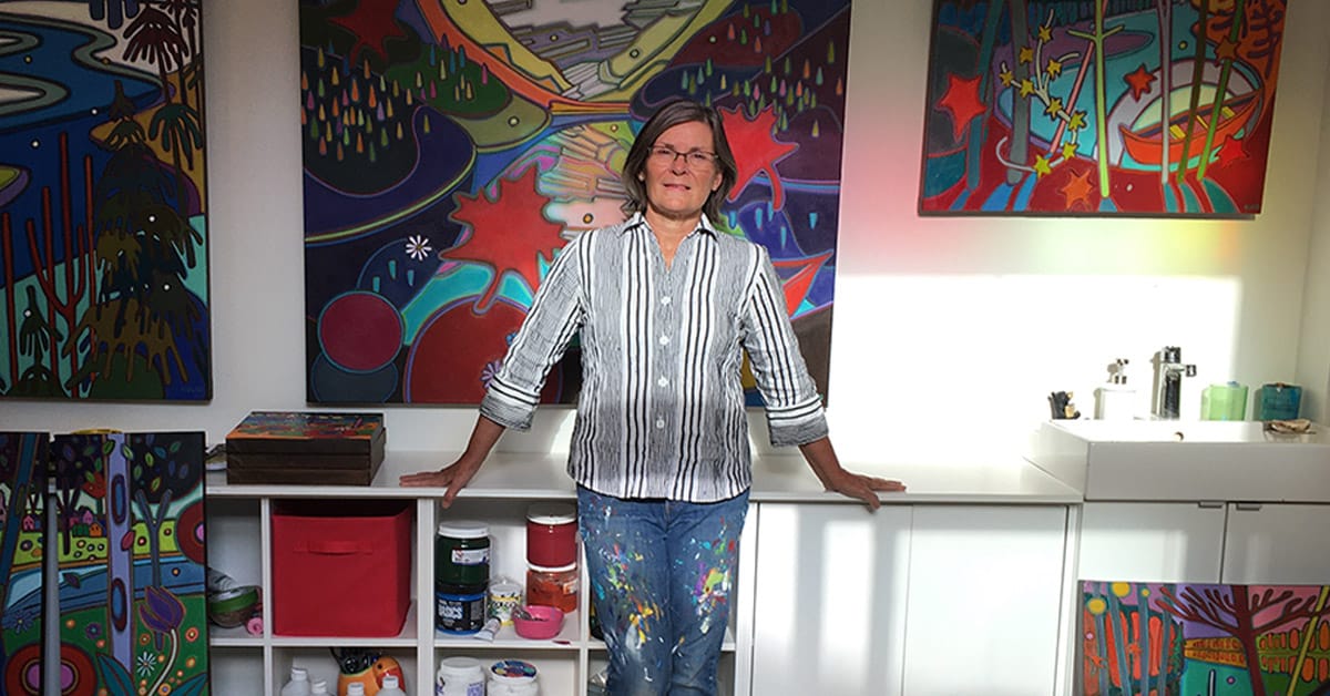 Darlene in studio — Artist helps shape cancer care for tomorrow’s patients