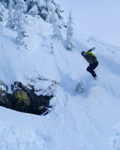 Dr. Wilkin snowboarding.