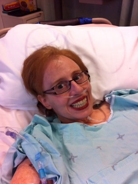 Karen Toop in hospital bed