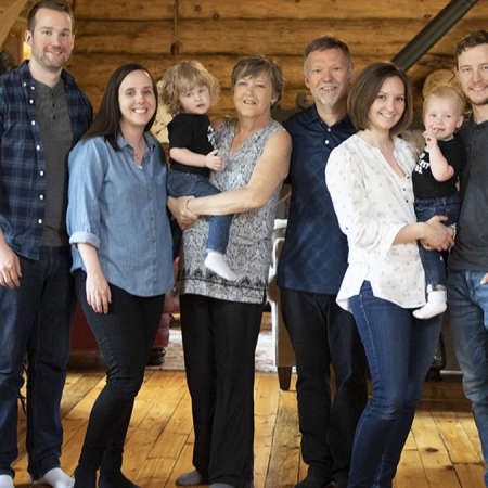 The Jones family relaxing at their cottage.